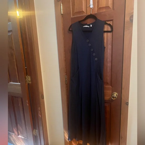 Soft Surroundings Dresses | Soft Surroundings Navy Button-Detail Maxi Dress | Color: Blue | Size: M | Celestialck's Closet